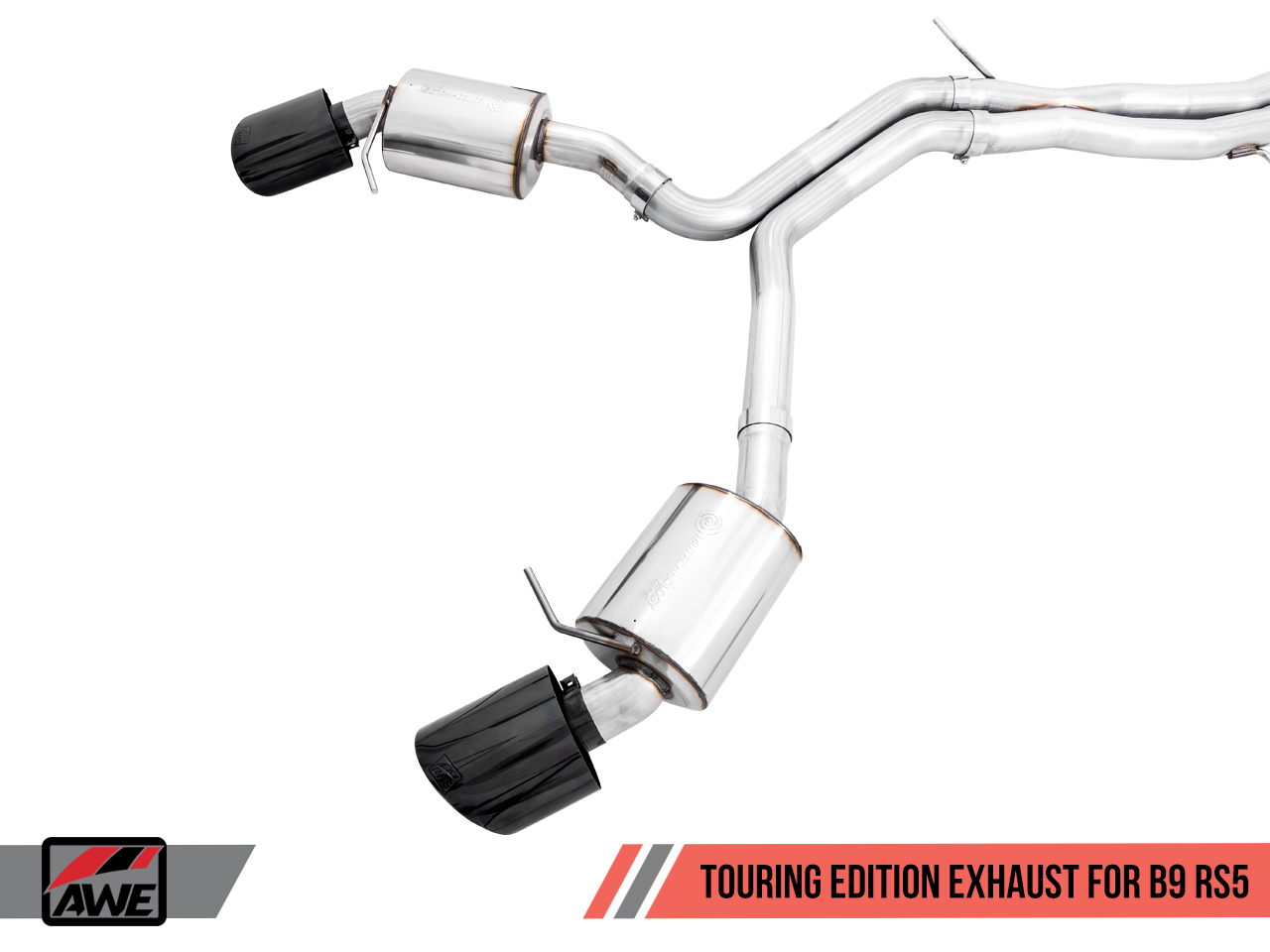 AWE Tuning Touring Edition Exhaust for Audi B9 RS 5 Coupe - Non-Resonated - Diamond Black RS-style Tips