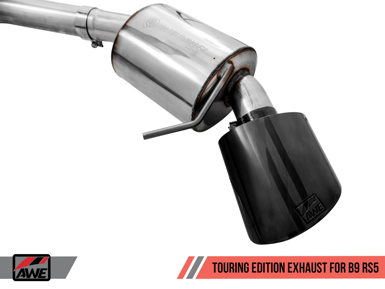 AWE Tuning Touring Edition Exhaust for Audi B9 RS 5 - Resonated for Performance Catalysts - Diamond Black RS-style Tips