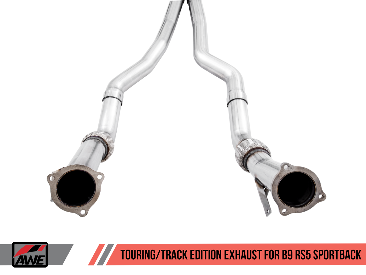 AWE Tuning Track Edition Exhaust for Audi B9 RS 5 Sportback - Resonated for Performance Catalysts - Diamond Black RS-style Tips