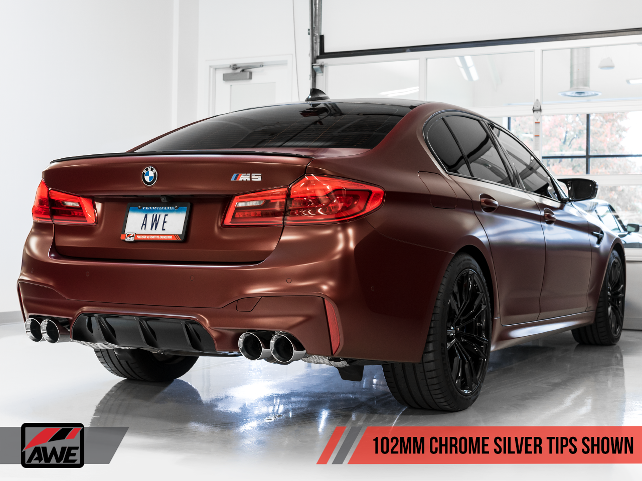 AWE Tuning Track Edition Axle-Back Exhaust for BMW F90 M5 - Chrome Silver Tips
