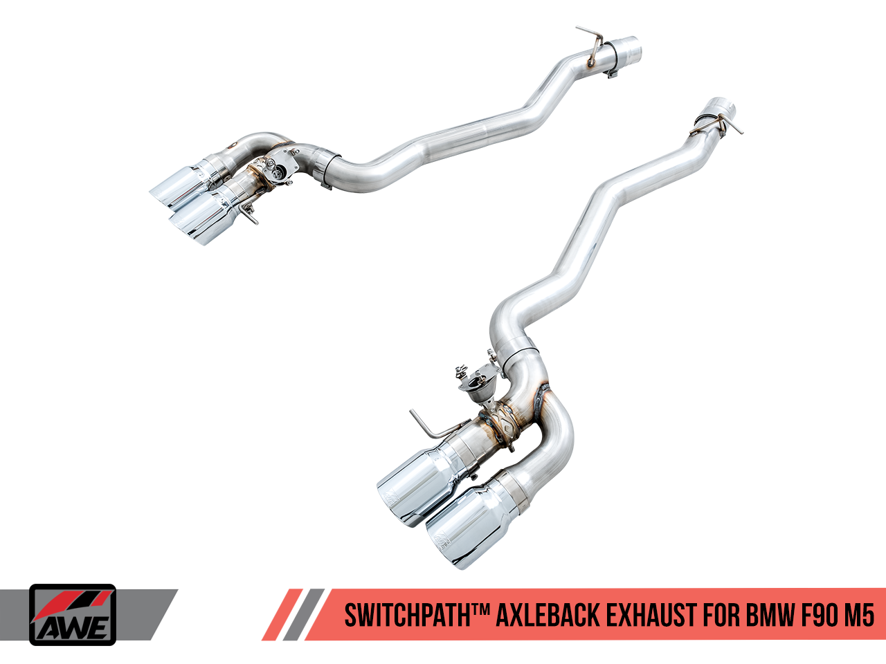 AWE Tuning SwitchPath Axle-Back Exhaust for BMW F90 M5 - Chrome Silver Tips
