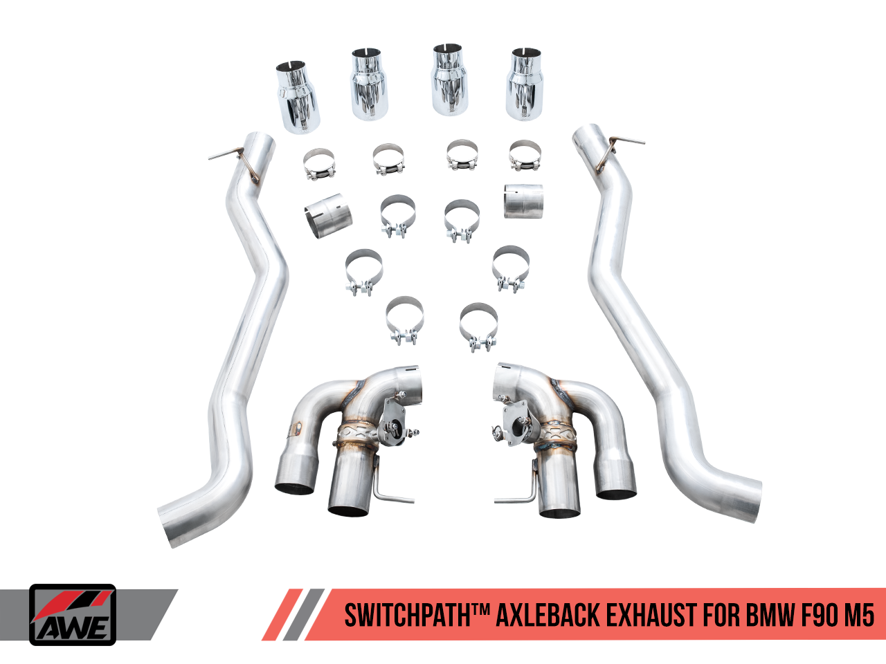 AWE Tuning SwitchPath Axle-Back Exhaust for BMW F90 M5 - Diamond Black Tips