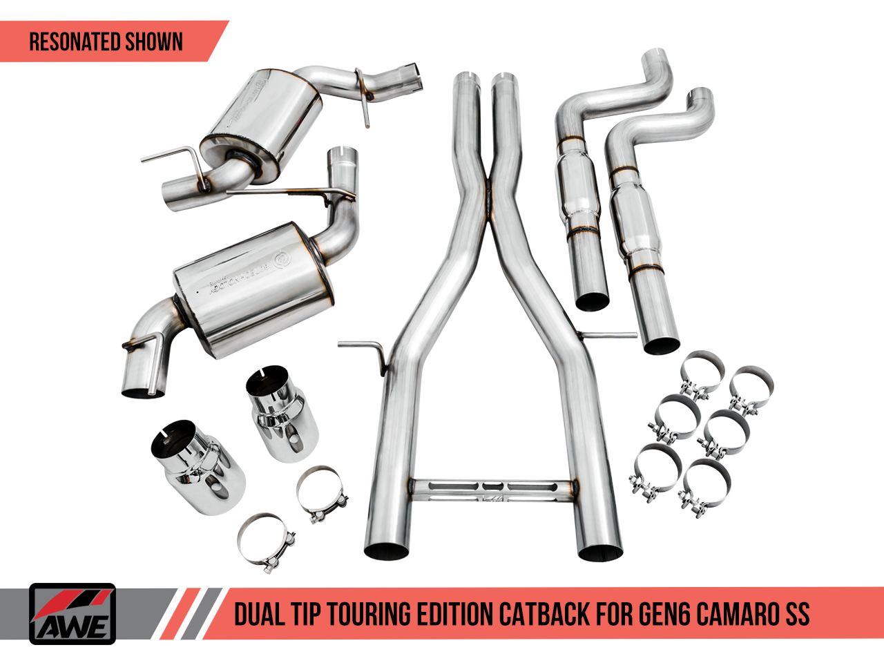 AWE Tuning Touring Edition Catback Exhaust for Gen6 Camaro SS - Non-Resonated - Chrome Silver Tips (Dual Outlet)