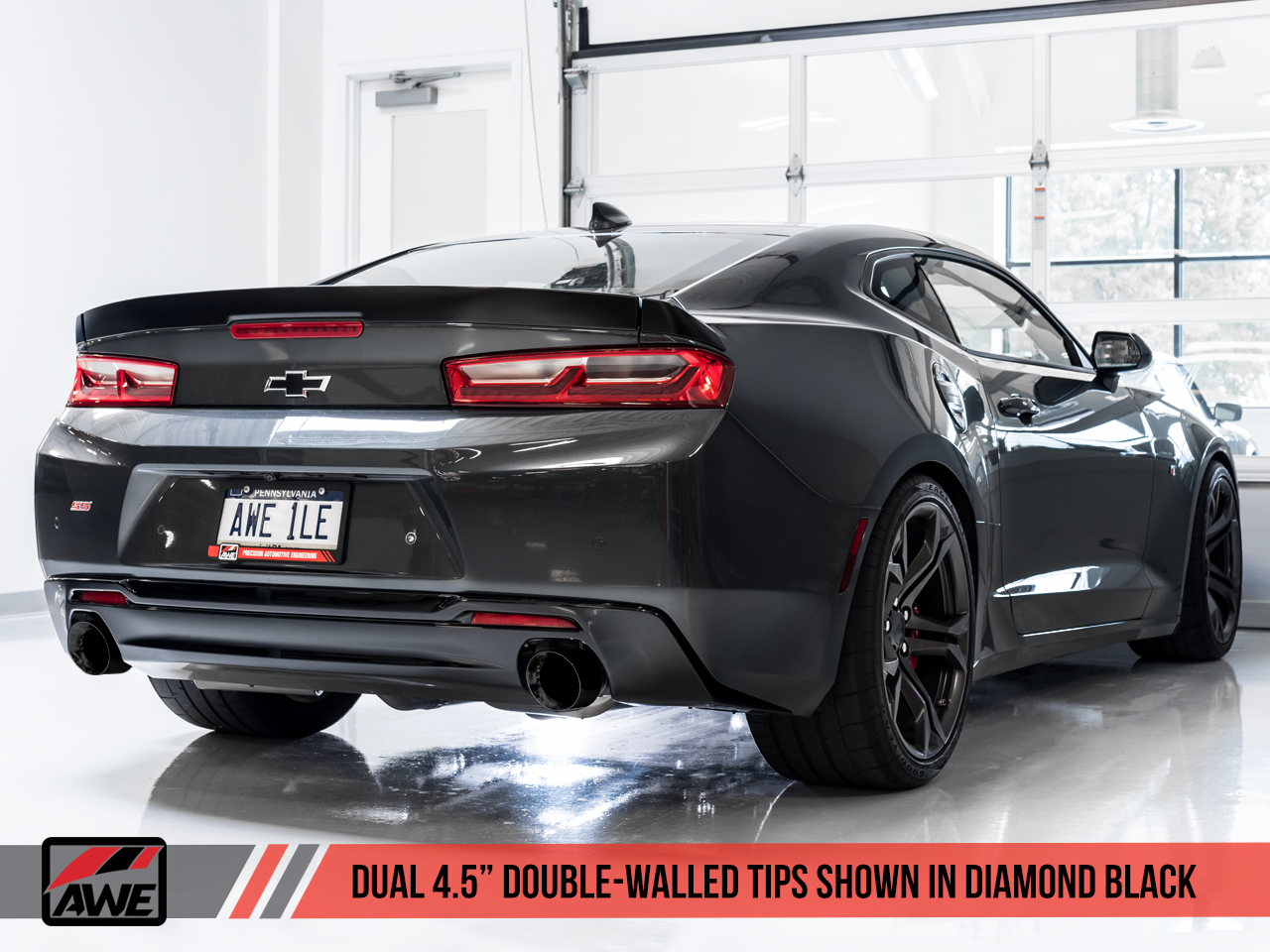AWE Tuning Track Edition Catback Exhaust for Gen6 Camaro SS - Resonated - Diamond Black Tips (Dual Outlet)