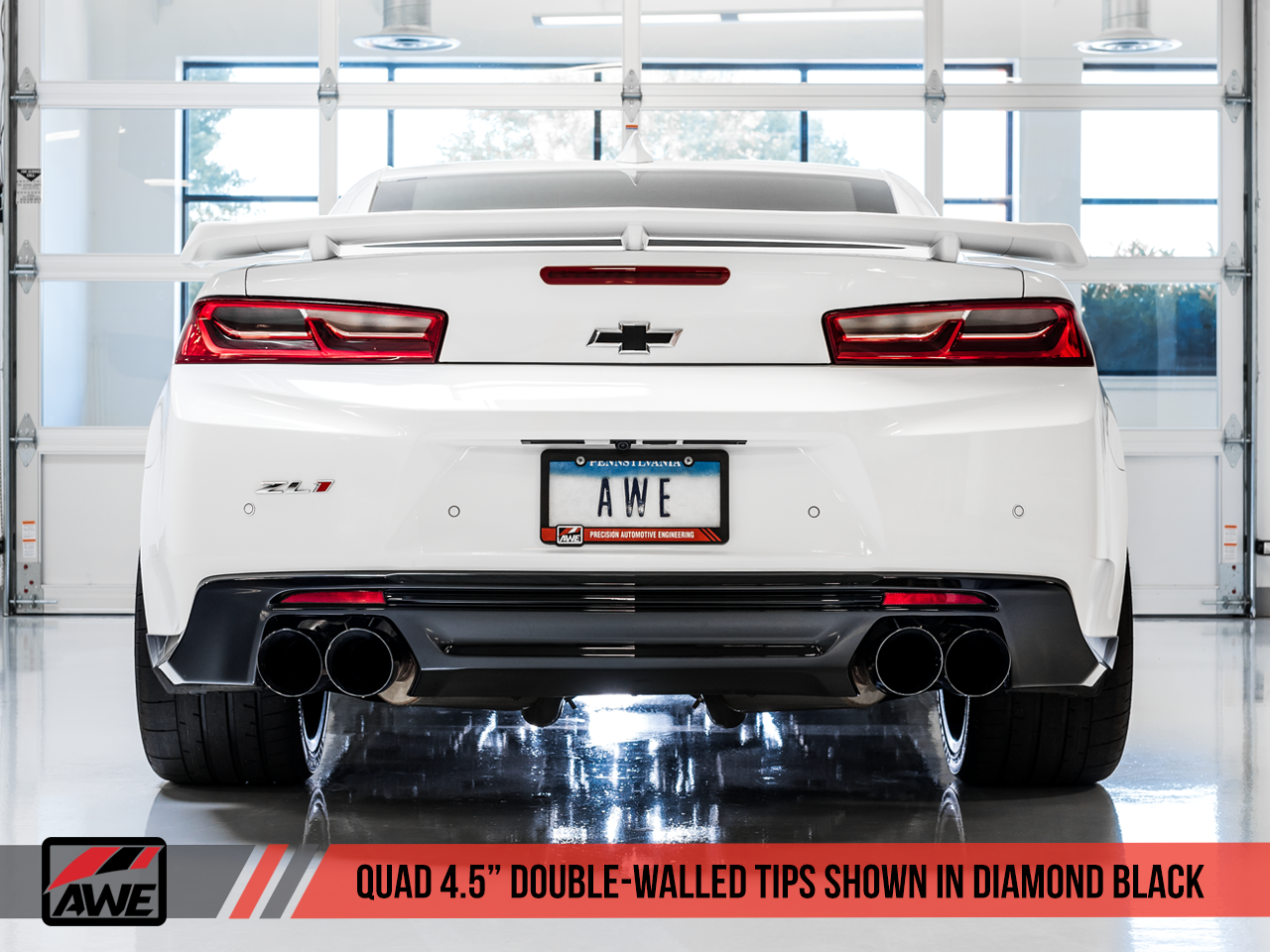 AWE Tuning Track Edition Axleback Exhaust for Gen6 Camaro SS / ZL1 - Diamond Black Tips (Quad Outlet)