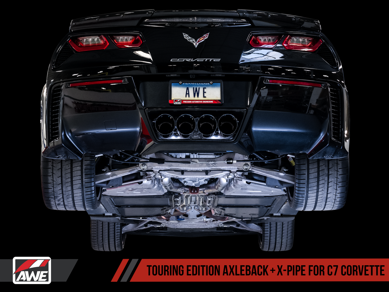 AWE Tuning Touring Edition Axleback Exhaust for C7 Corvette without AFM Valves - Z06 / ZR1 / Z51 Manual 17+ / GS Manual -- Chrome Silver Tips