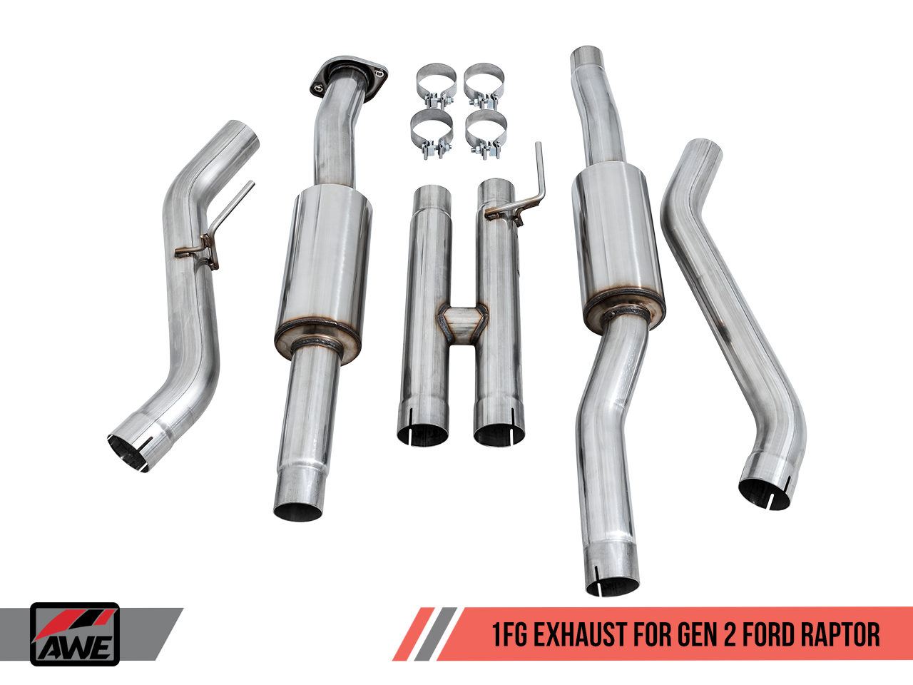 AWE Tuning 1 FG Exhaust for Gen 2 Ford Raptor (Resonated Peformance H Pipe)