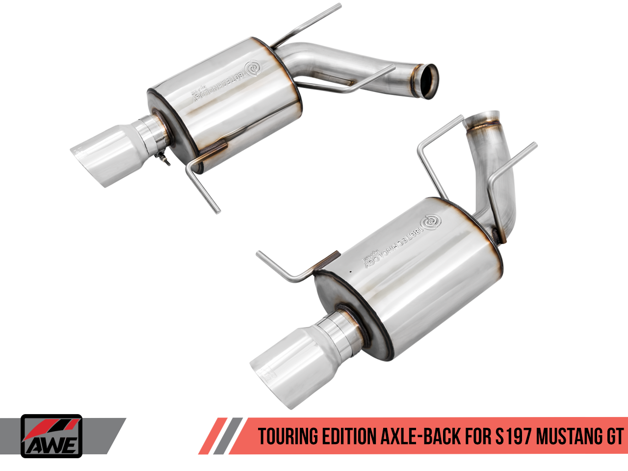 AWE Tuning Touring Edition Axle-back Exhaust for the S197 Ford Mustang GT - Chrome Silver Tips