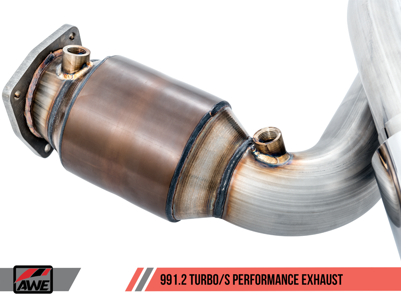 AWE Tuning Performance Exhaust and High-Flow Cat Sections for Porsche 991.2 Turbo - Stock Tips