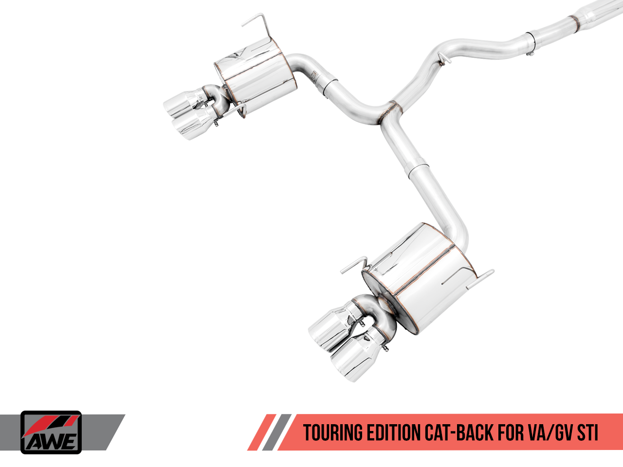 AWE Tuning Touring Edition Exhaust for VA STI / GV WRX / GV STI Sedan - Chrome Silver Quad Tips (102mm)