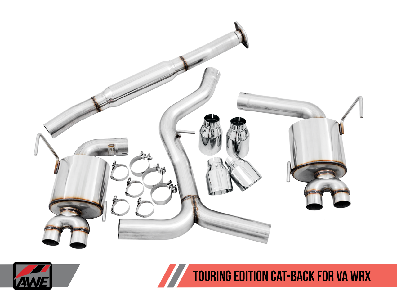 AWE Tuning Touring Edition Exhaust for 2015+ VA WRX Sedan - Chrome Silver Quad Tips (102mm)