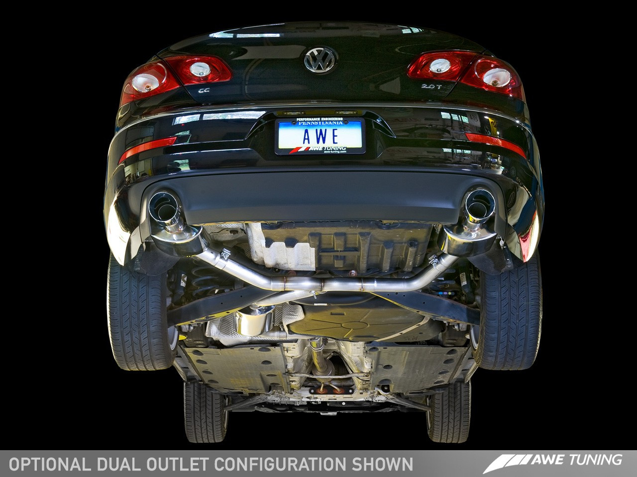 AWE Tuning Touring Edition Exhaust for VW CC 2.0T - Dual Outlet - Chrome Silver Tips