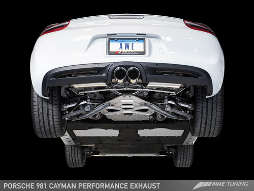 AWE Tuning Porsche 981 Cayman 2.7 Performance Exhaust - Chrome Silver Tailpipes