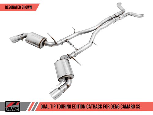 AWE Tuning Touring Edition Catback Exhaust for Gen6 Camaro SS - Non-Resonated - Chrome Silver Tips (Dual Outlet)