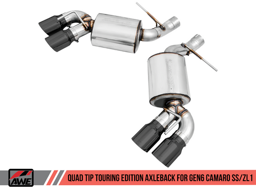 AWE Tuning Touring Edition Axleback Exhaust for Gen6 Camaro SS / ZL1 - Diamond Black Tips (Quad Outlet)