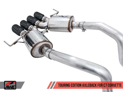 AWE Tuning Touring Edition Axleback Exhaust for C7 Corvette without AFM Valves - Z06 / ZR1 / Z51 Manual 17+ / GS Manual -- Diamond Black Tips