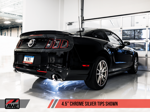 AWE Tuning Track Edition Axle-back Exhaust for the S197 Ford Mustang GT - Chrome Silver Tips