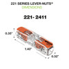 221-2411 Inline Lever Nuts - 2 Conductor 20pc