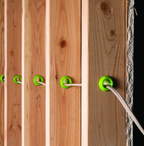 EZ Guards being used in studs with wire being ran through them