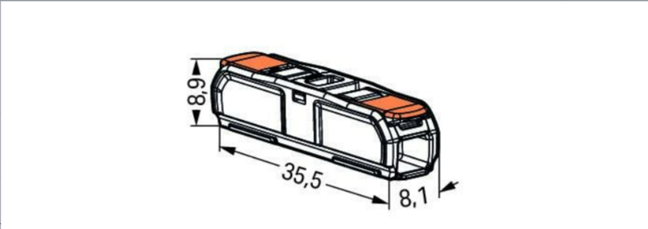 221-2401 Inline Splicing Connector with Lever dimensions