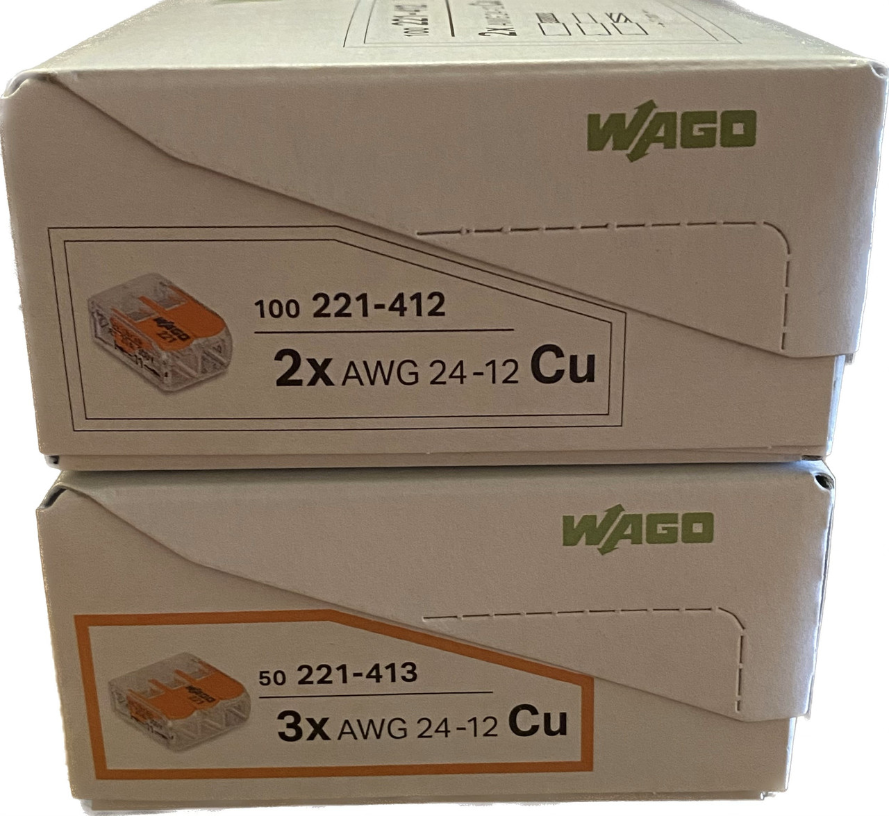 221-41X Wago 2 Conductor 221-412(100) and 3 Conductor 221-413 (50
