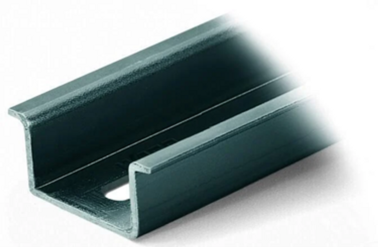210-197 DIN rail – steel carrier rail; 35 x 15 mm; 1.5 mm thick; 2 m long; slotted; similar to EN 60715, silver-colored