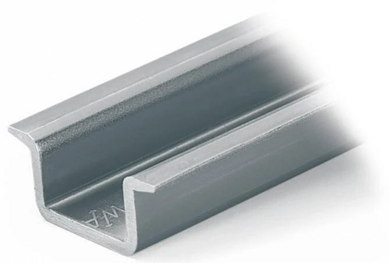 210-118  DIN rail - steel carrier rail; 35 x 15 mm; 2.3 mm thick; 2 m long; unslotted; according to EN 60715, silver-colored