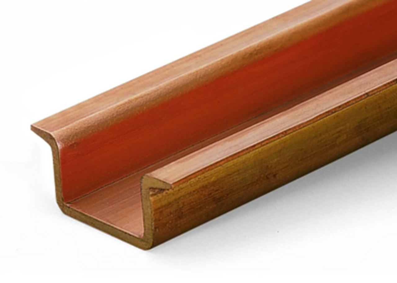 210-198 DIN rail - copper carrier rail; 35 x 15 mm; 2.3 mm thick; 2 m long; unslotted; according to EN 60715; copper-colored