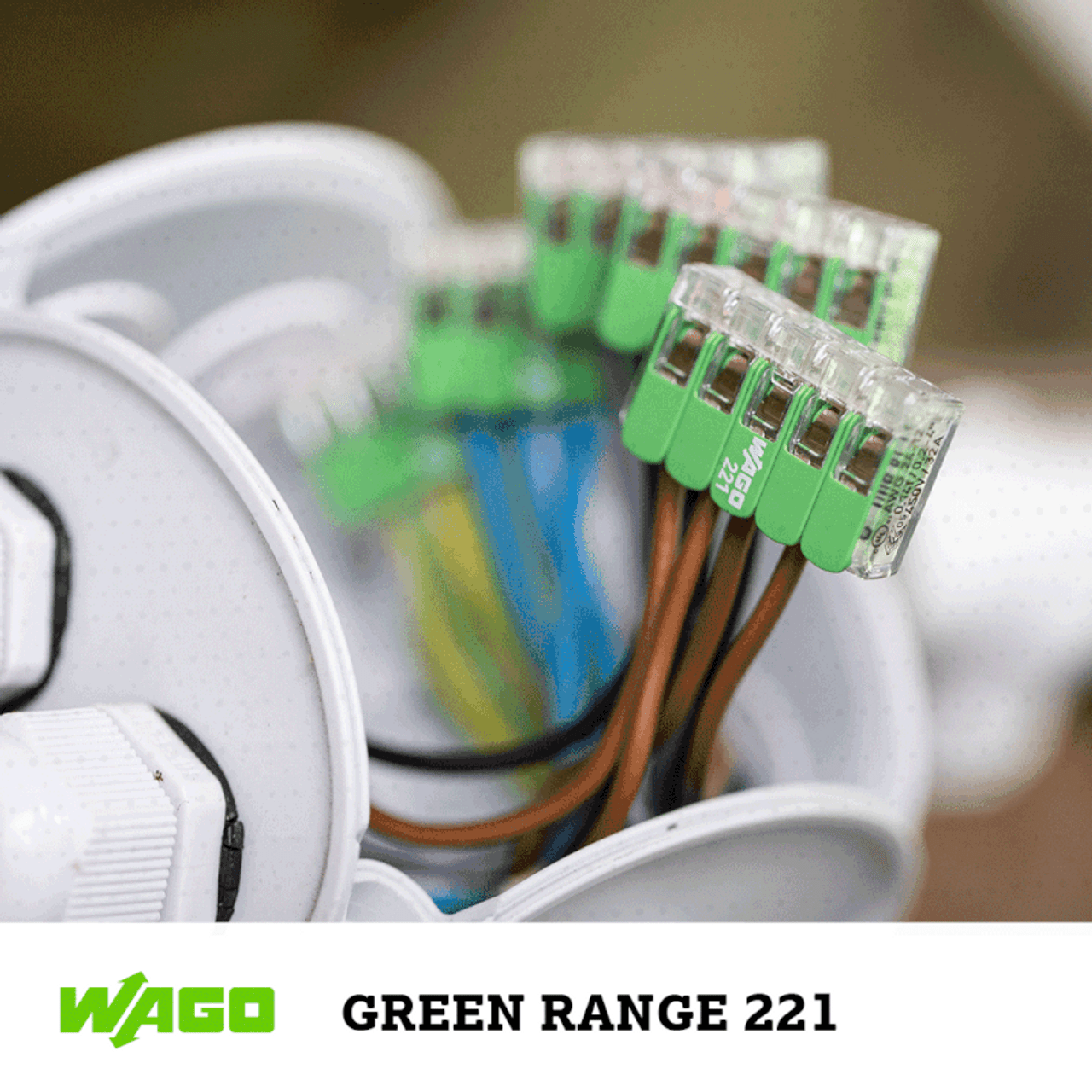 WAGO 221-423 |Splicing Connector Green Range | for Solid, Stranded and fine-Stranded Conductors | 3-Conductor with levers | 24-12 AWG | Transparent housing | [50 Pieces]