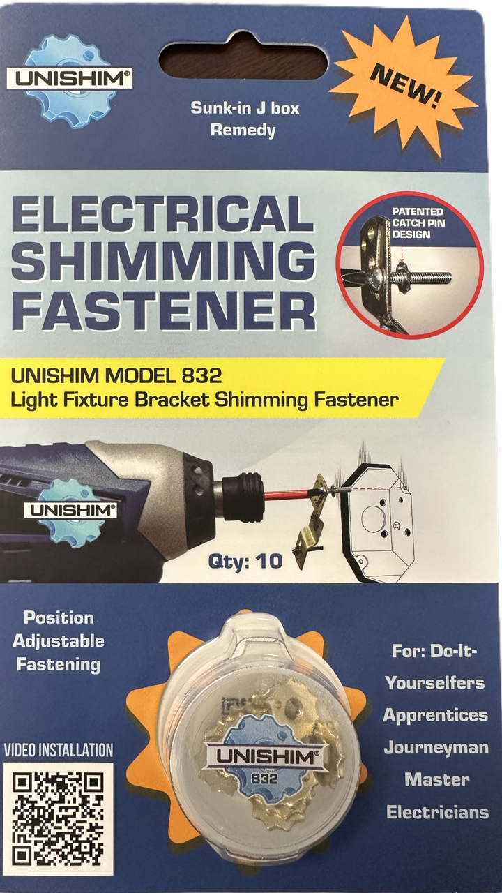 UniShim 832 Light Fixture Bracket Adjustable Spacer - 10pk UniShim 832 Light Fixture Bracket Adjustable Spacer - 10pk