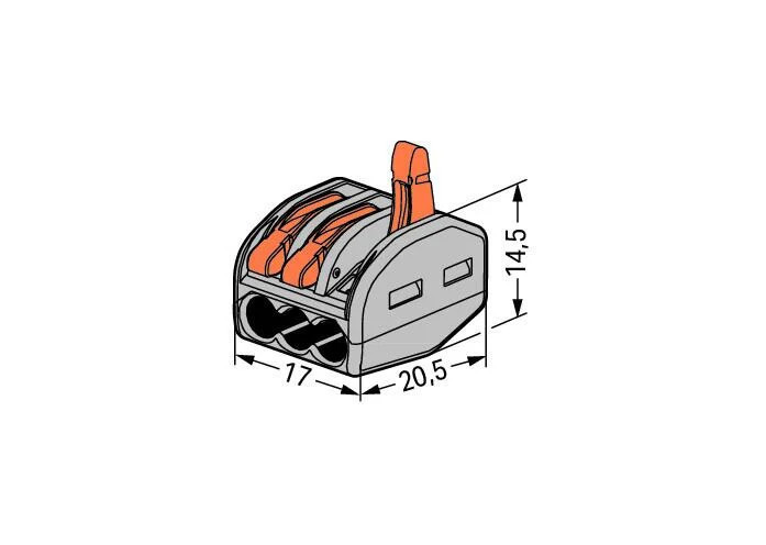 222-413 Splicing Connector with Levers - 3 Port