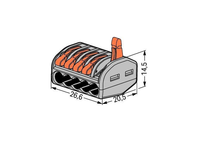 222-415 Lever Nuts - 5 Conductor with dimensions