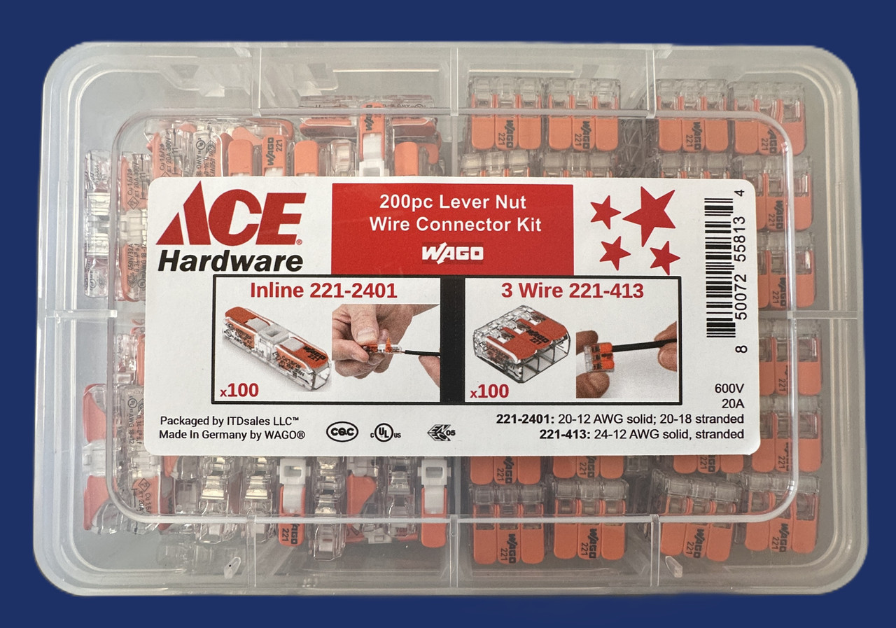 WAGO 200pc Wire Connector Kit {100pc 221-413 and 100pc 221-2401} WAGO 200pc Wire Connector Kit {100pc 221-413 and 100pc 221-2401}