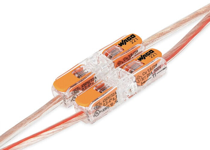 221-2411 Inline Lever Nuts - 2 Conductor 500ct bag