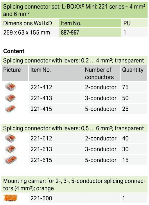 L-BOXX® Mini; 887-957 - 221 series - 4 mm² and 6 mm²