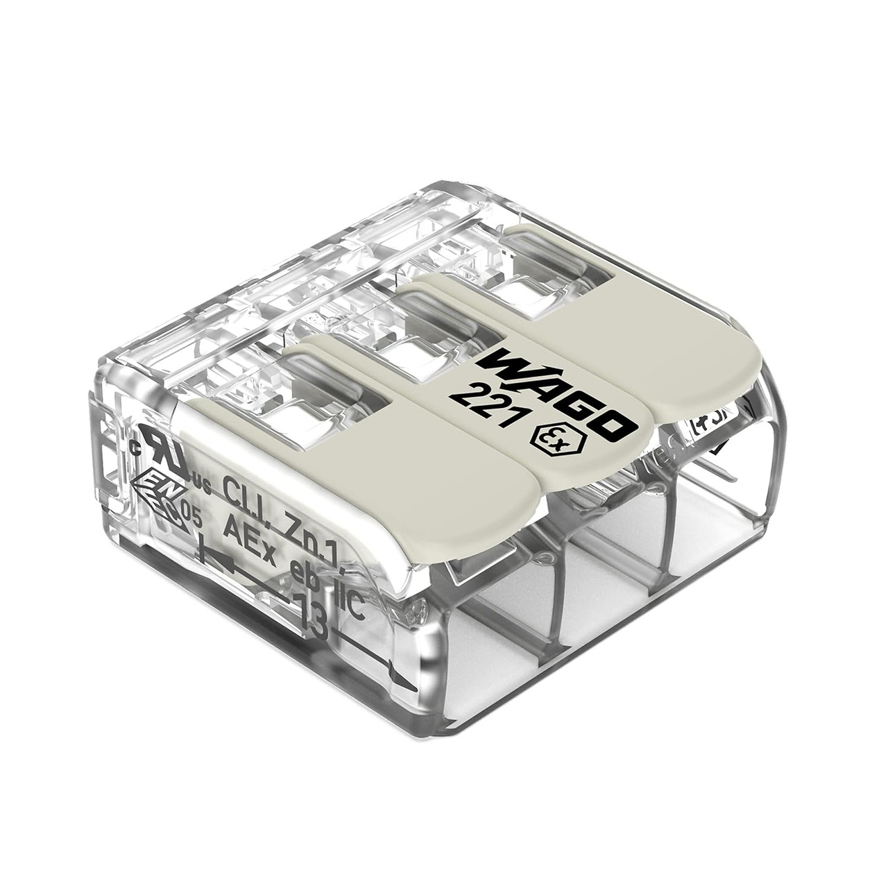 WAGO 221-683 — COMPACT Splicing Connector for Hazardous Areas (Ex e), 3-Conductor, 20-10 AWG 30pk