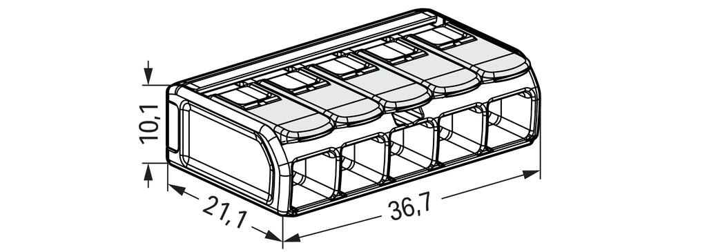WAGO 221-685 — COMPACT Splicing Connector for Hazardous Areas (Ex e), 5-Conductor, 20-10 AWG 15pk