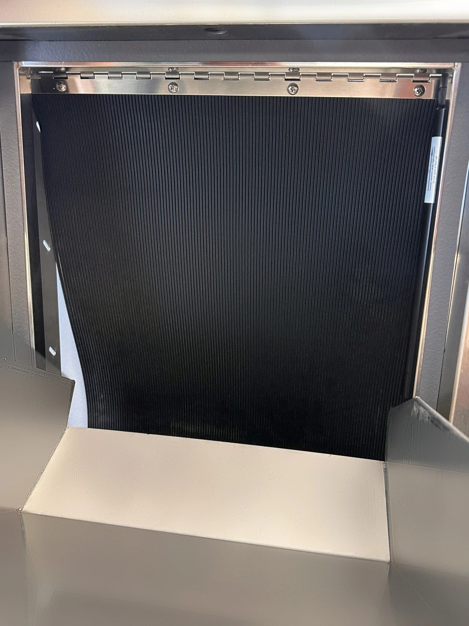 15” x 18” Wide Trim 100% Stainless Steel Premium Universal Trash Chute Door w/Baffle and Protected Closer - Bottom Hinged Doors