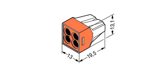 773-104 / 773-164 PUSH WIRE® Connector - 4 Port with dimensions