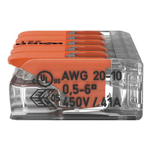 221-615 Lever Nuts - 5 Conductor left side view