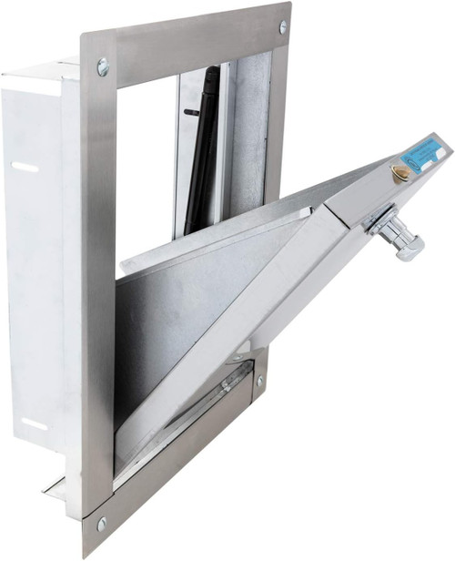Universal Stainless Steel Chute Door - Bottom Hinged, 21"(H) X 18" (W), Self Closing with Lockable T Handle