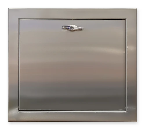 21" x  18" 100% Stainless Steel Premium Universal Trash Chute Door w/Baffle and Protected Closer- 2" Trim - Bottom Hinged Doors