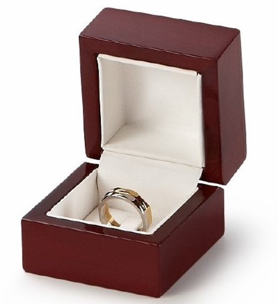 Ring Clip Wood Box Cherry Red Finished 