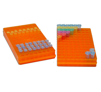 Orange Reversible Microtube Rack (96x1.5 or 96x0.5ml tubes) (5pk)