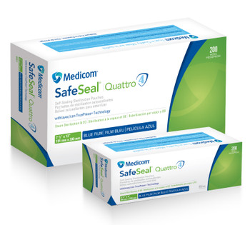Medicom Safe-Seal Quattro (CAN) Sterilization Pouches with TruePress Technology and Class 4 Steam Indicators, 2000pk