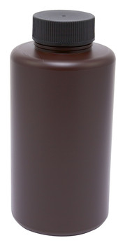 Azlon Laboratory Bottles Wide Neck, Amber, HDPE, 2000mL 64oz Capacity Amber WM CS/6