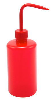 Azlon Narrow Mouth Washbottle, LDPE, Red Cap 500mL