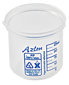 Azlon Square Ratio Beakers, PP, 25mL