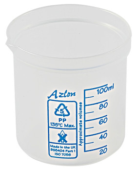 Azlon Square Ratio Beakers, PP, 100mL