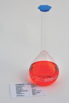 VOLUMETRIC FLASK, CLASS A, SNAP CAP, 500 mL